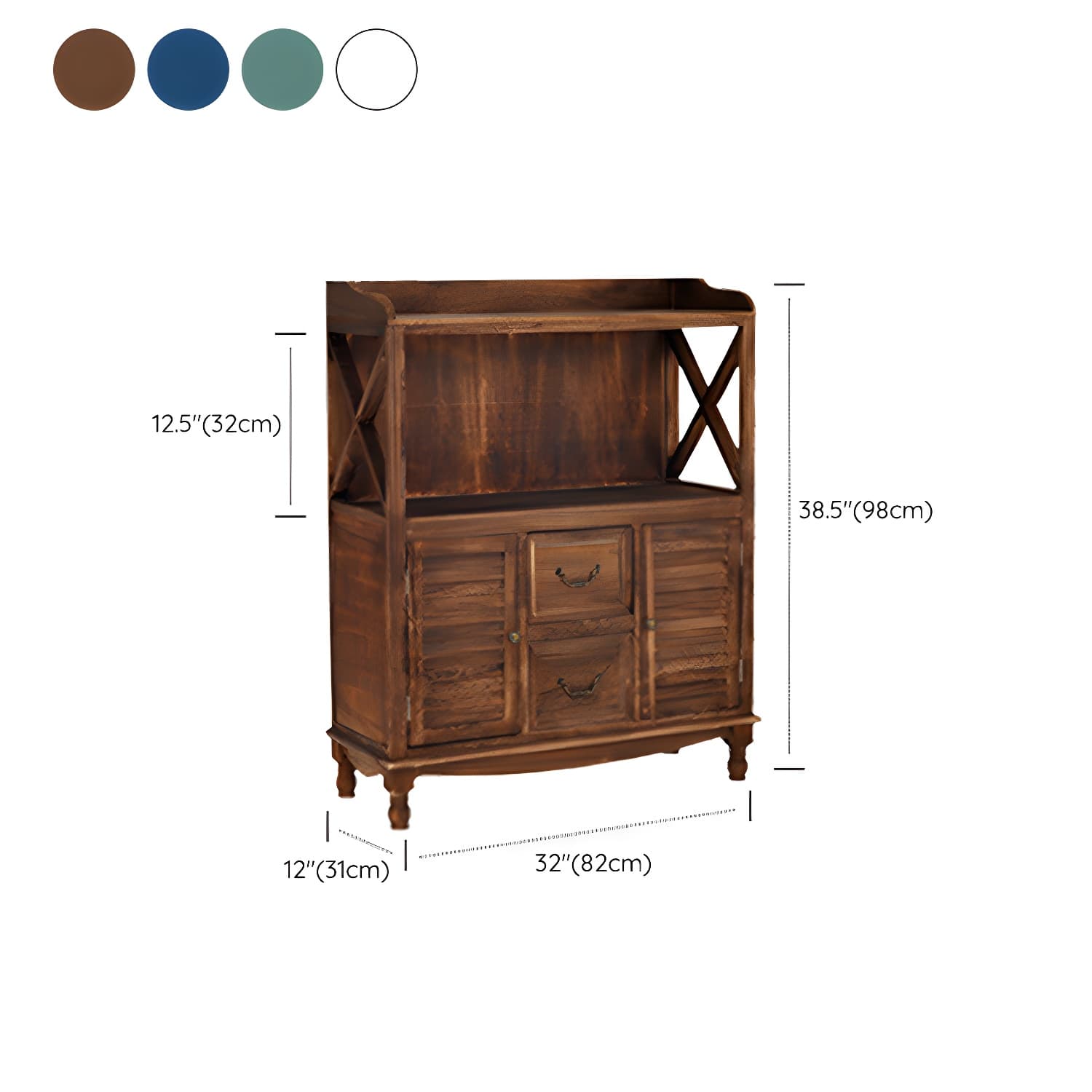 Rustic Farmhouse Wood Server - Compact Sideboard with Drawers and Open Storage thumbnail 21