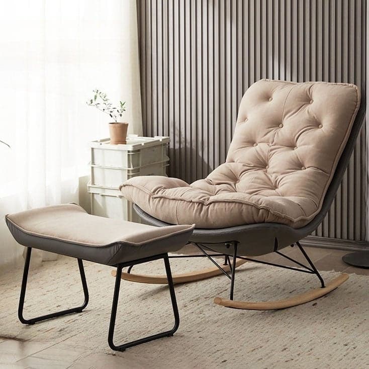 Modish Sand Ash Upholstered Rocking Accent Chair with Spindle Back and Stain Resistant thumbnail 8