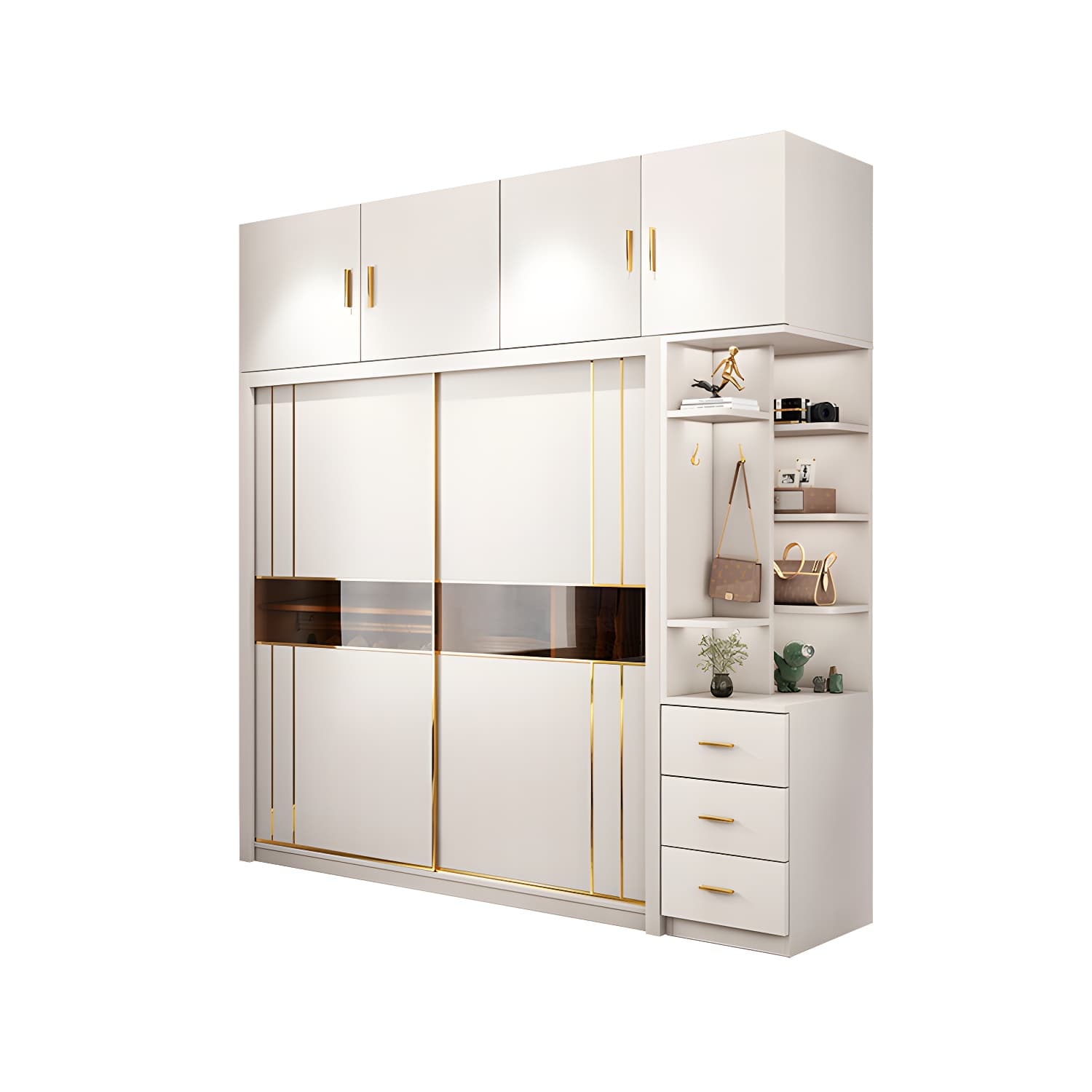 Modern Style Wardrobe Cabinet Glass Wardrobe Closet for Home thumbnail 9