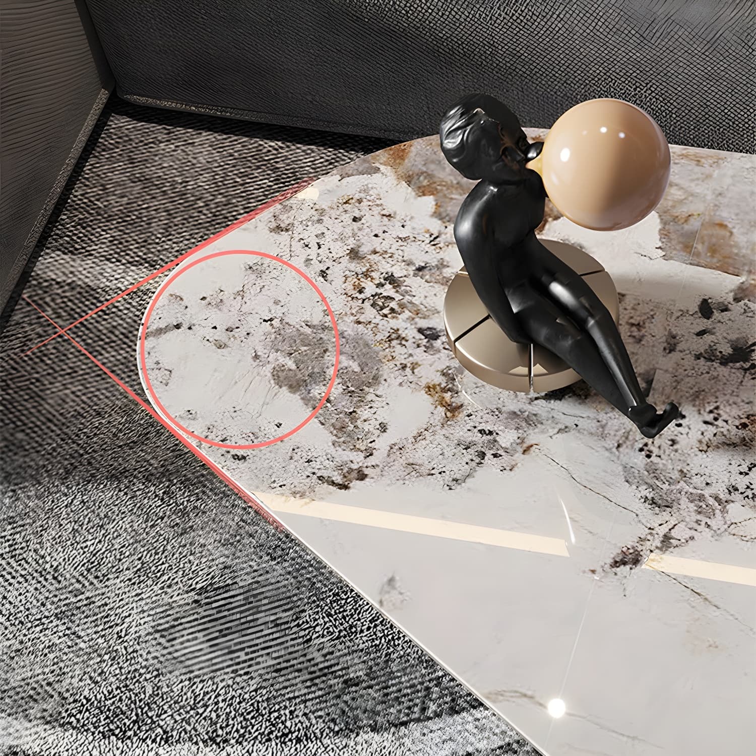 Glam Irregular Slate Top Cocktail Table Sled 15.7" H Coffee Table thumbnail 9