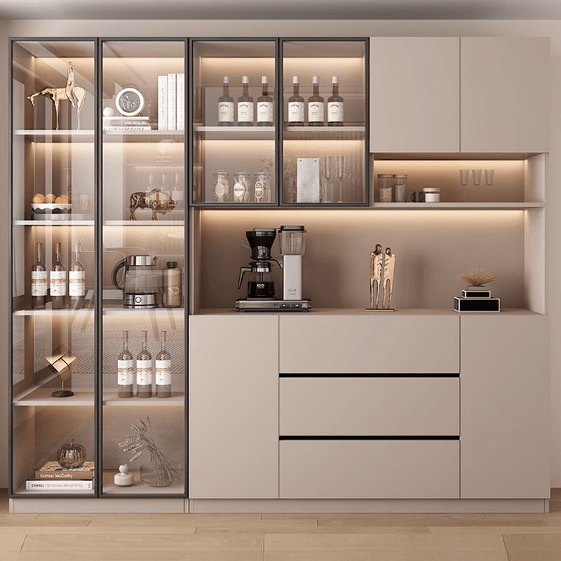 Wide/Standard/Narrow Modern Timber 3 Drawers 2 Shelves/3 Shelves/1 Shelf Glass Doors Pantry Hutch Sideboard thumbnail 8