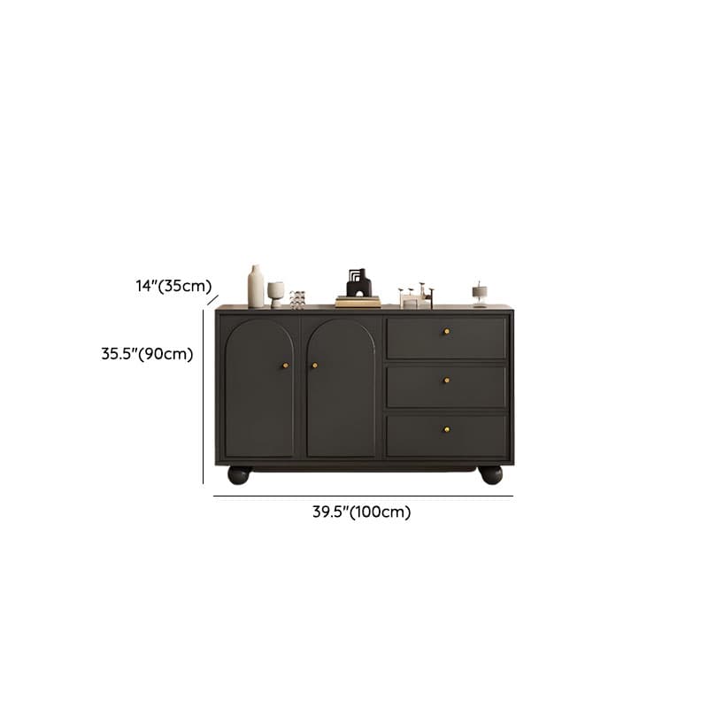 Midnight Black Modern Sideboard with 3 Drawers, Standard Size, 1 Shelf, Larder Storage, and 2 Doors thumbnail 8
