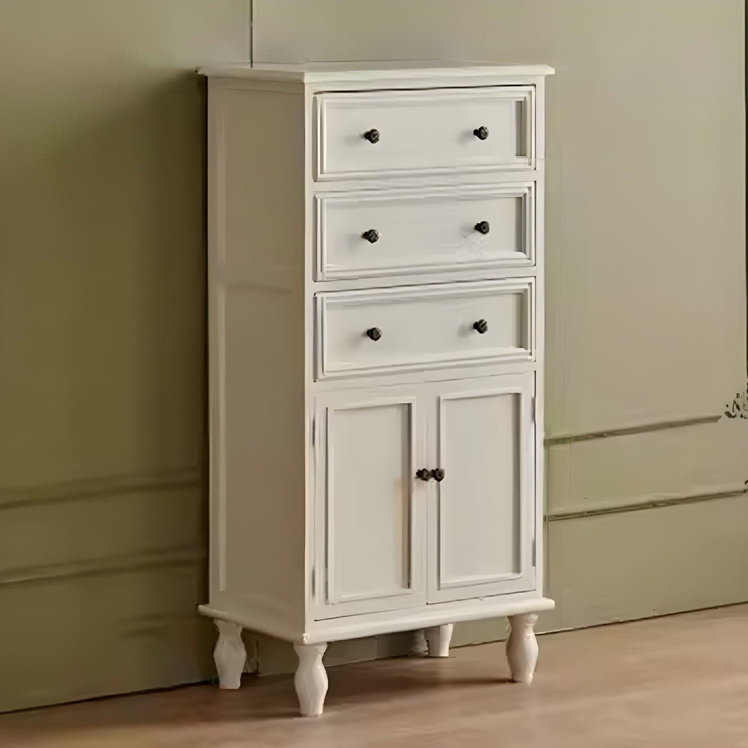 Mid-Century Modern Rectangular Wood Accent Cabinet with 1 Cabinet and Drawers thumbnail 3