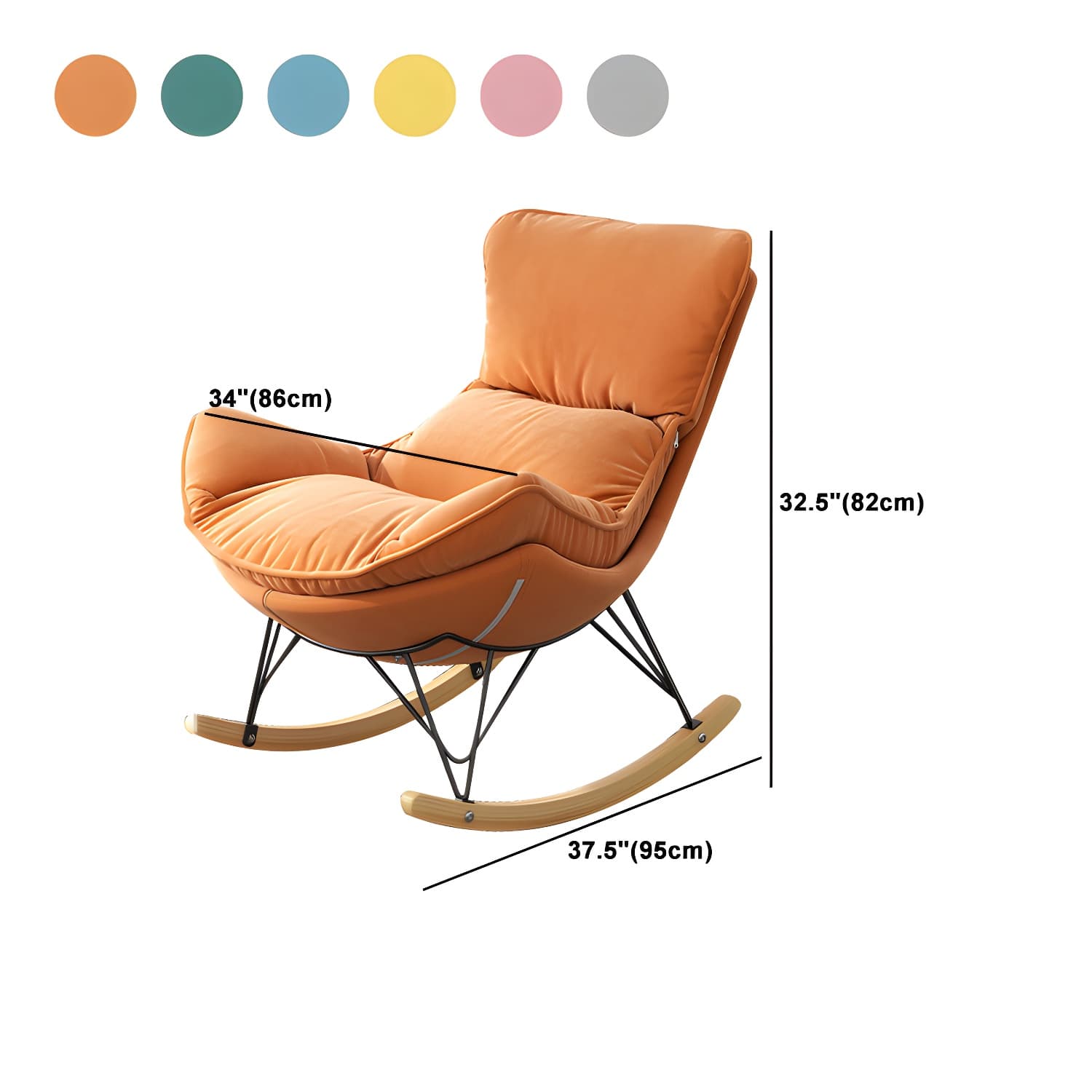 Solid Wood Rocking Chair Contemporary Rocker Chair with Padded Seat thumbnail 21