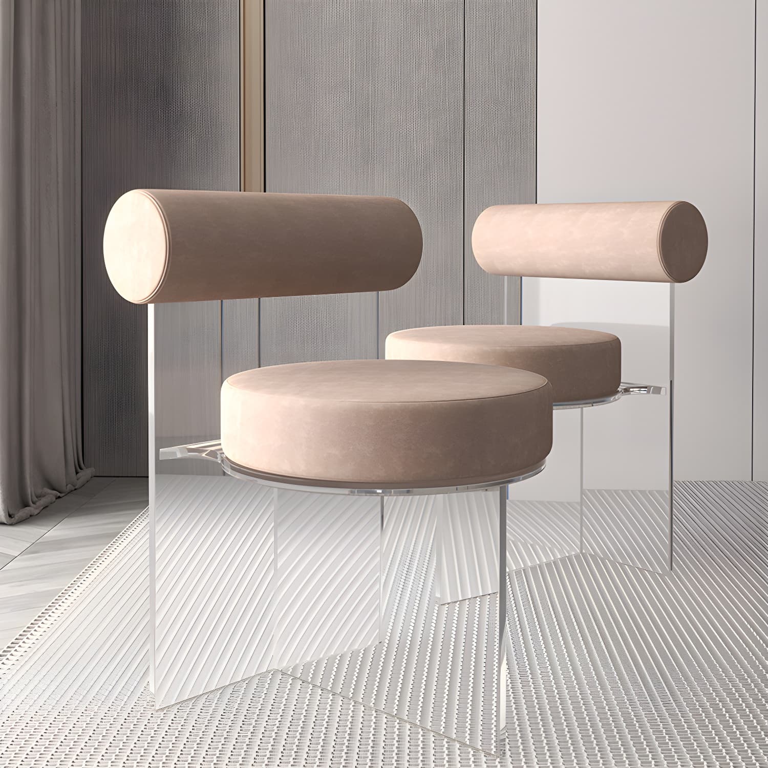 Modern Clear Leg Side Chair with Solid Back and Low Back Heights for Kitchen & Dining thumbnail 9