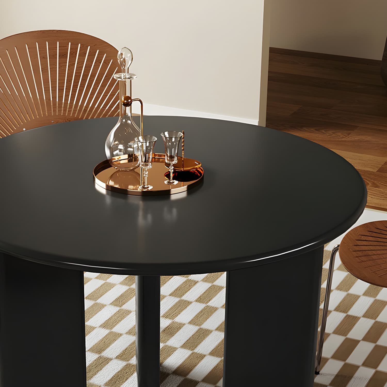 Scandinavian Round Wood Dining Table - Standard Height - Storage Not Included thumbnail 9