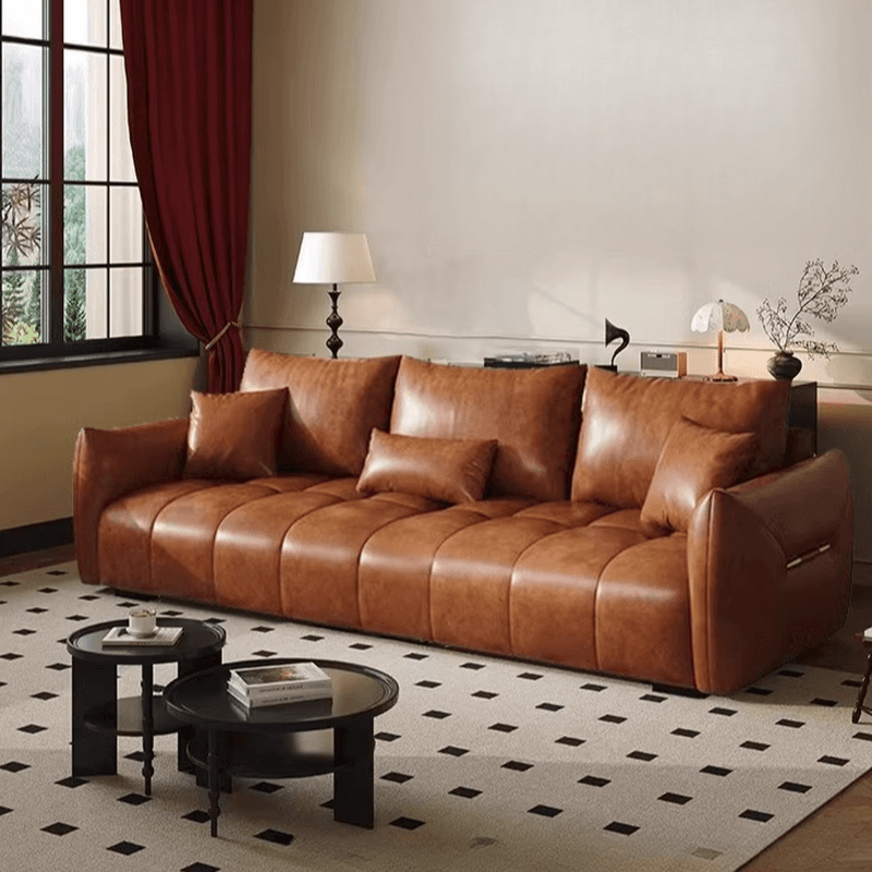 Contemporary Cocoa Standard Sofa Stain Resistant Solid Color with 2 Pillows for 5-seater/Seats 4/3-seater thumbnail 3