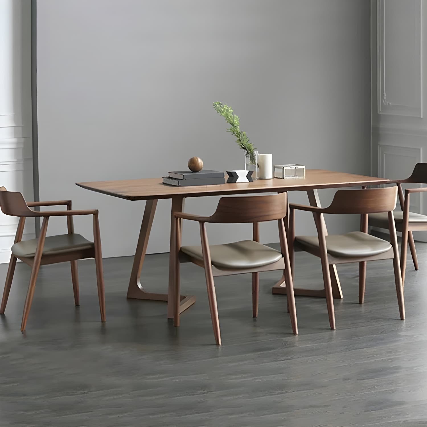 Modern 1/2/4/5 Pieces Dining Set Solid Wood Double Pedestal Dinette Set thumbnail 2