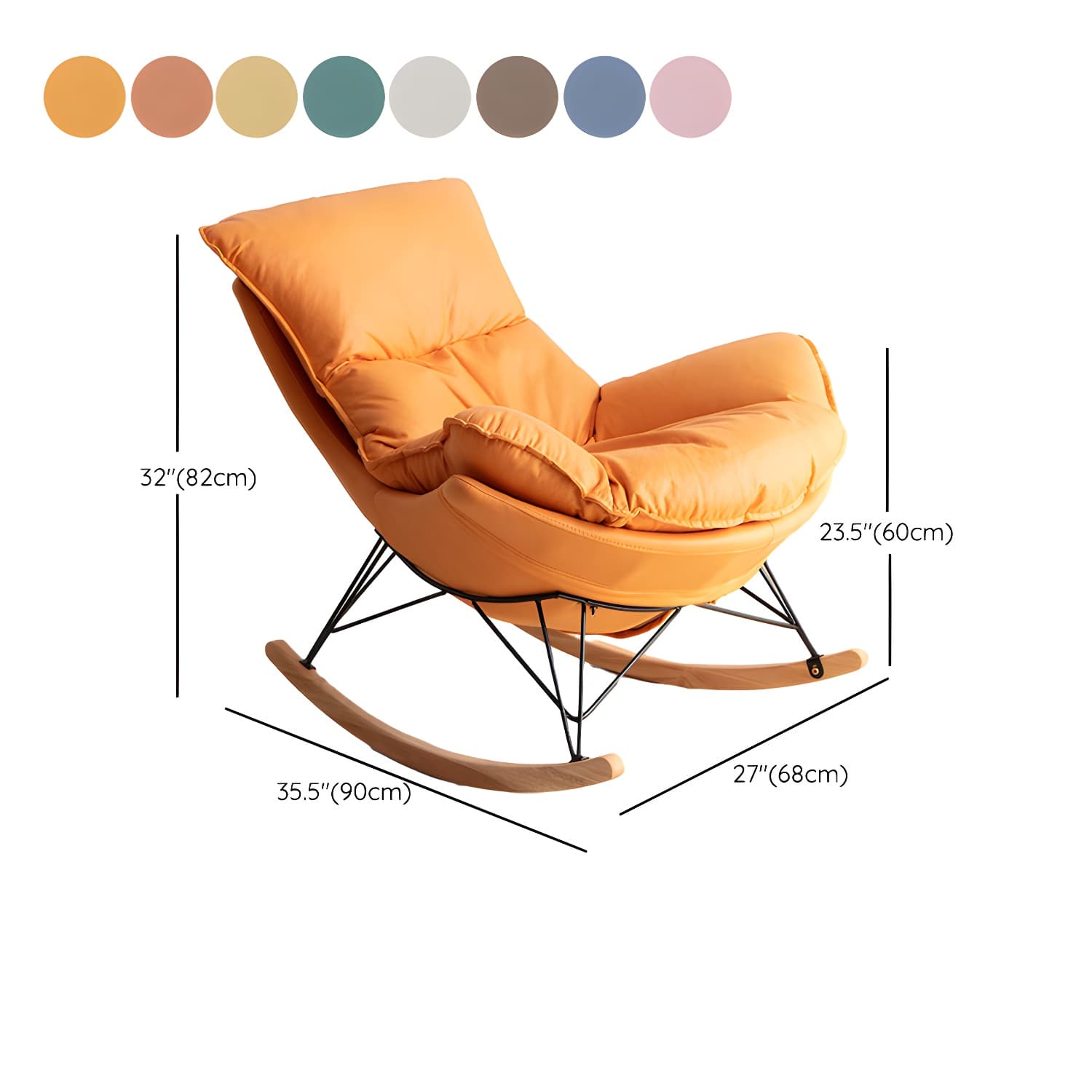 Contemporary Indoor Rocking Chair with Sled Legs and Spindle Back thumbnail 27