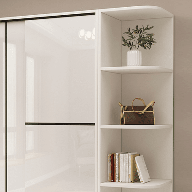 Chalk Modern Timber Self-supporting Wardrobe with Soft Close Door and Clothing Rod, Slipping Mechanism thumbnail 9