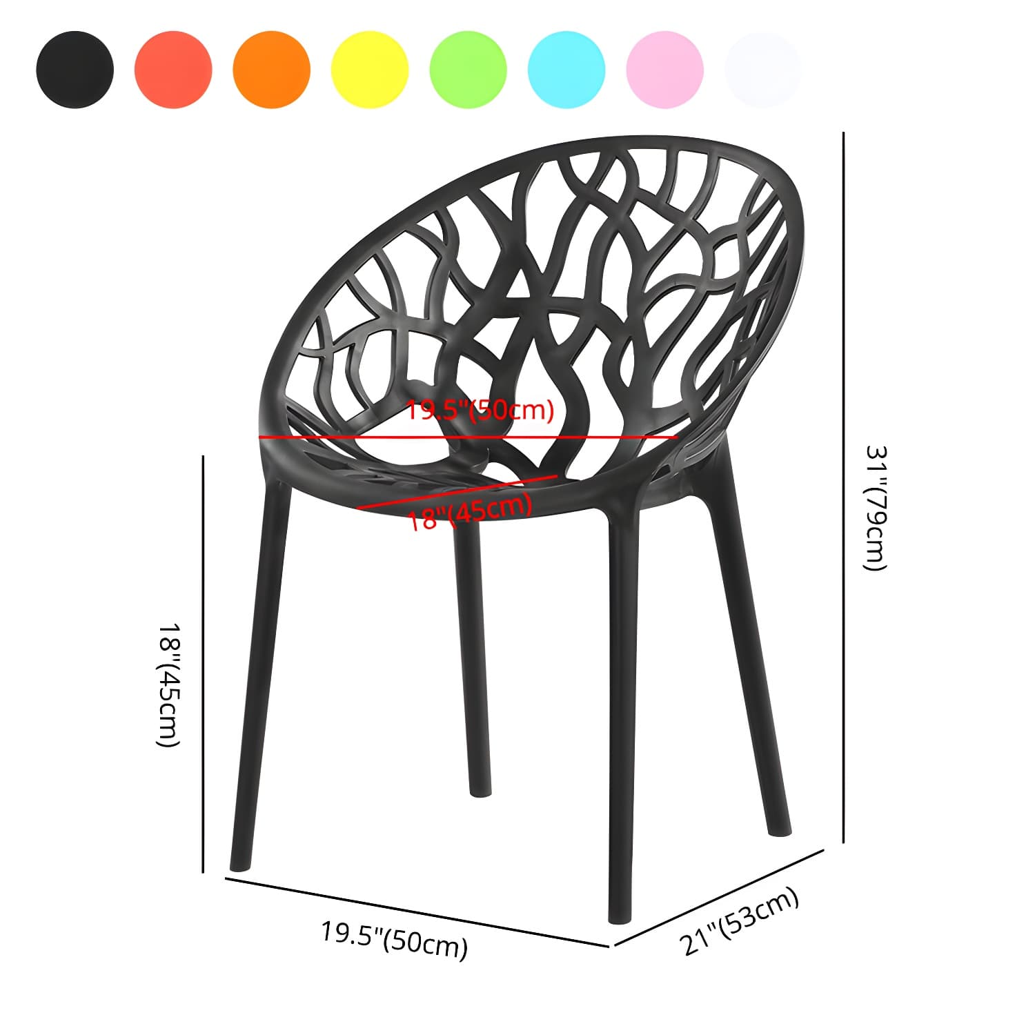 Contemporary Plastic Dining Room Chairs Armless Open Back Dining Side Chair for Restaurant thumbnail 22