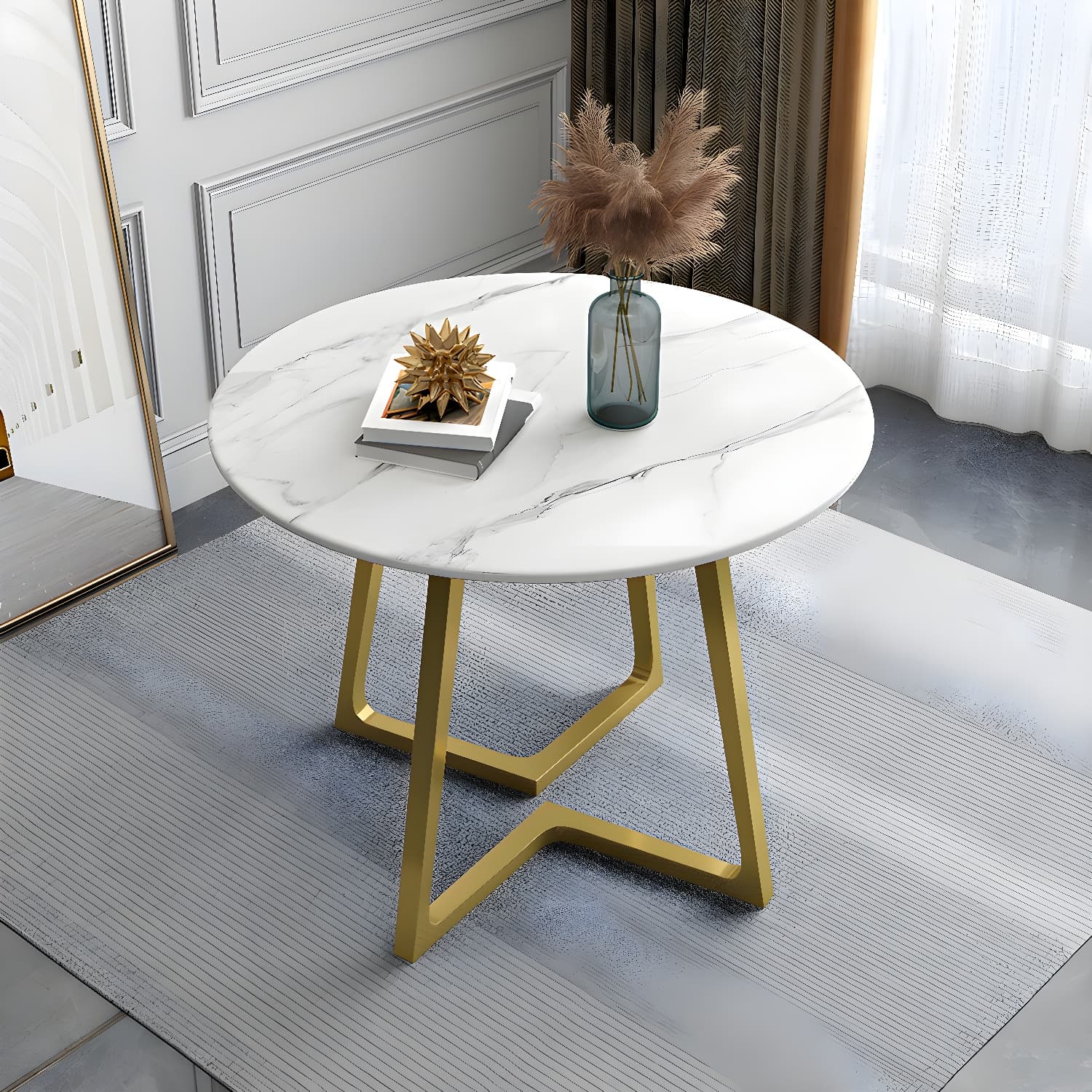 Contemporary Round Dining Table Sintered Stone Dining Table for Dining Room thumbnail 3