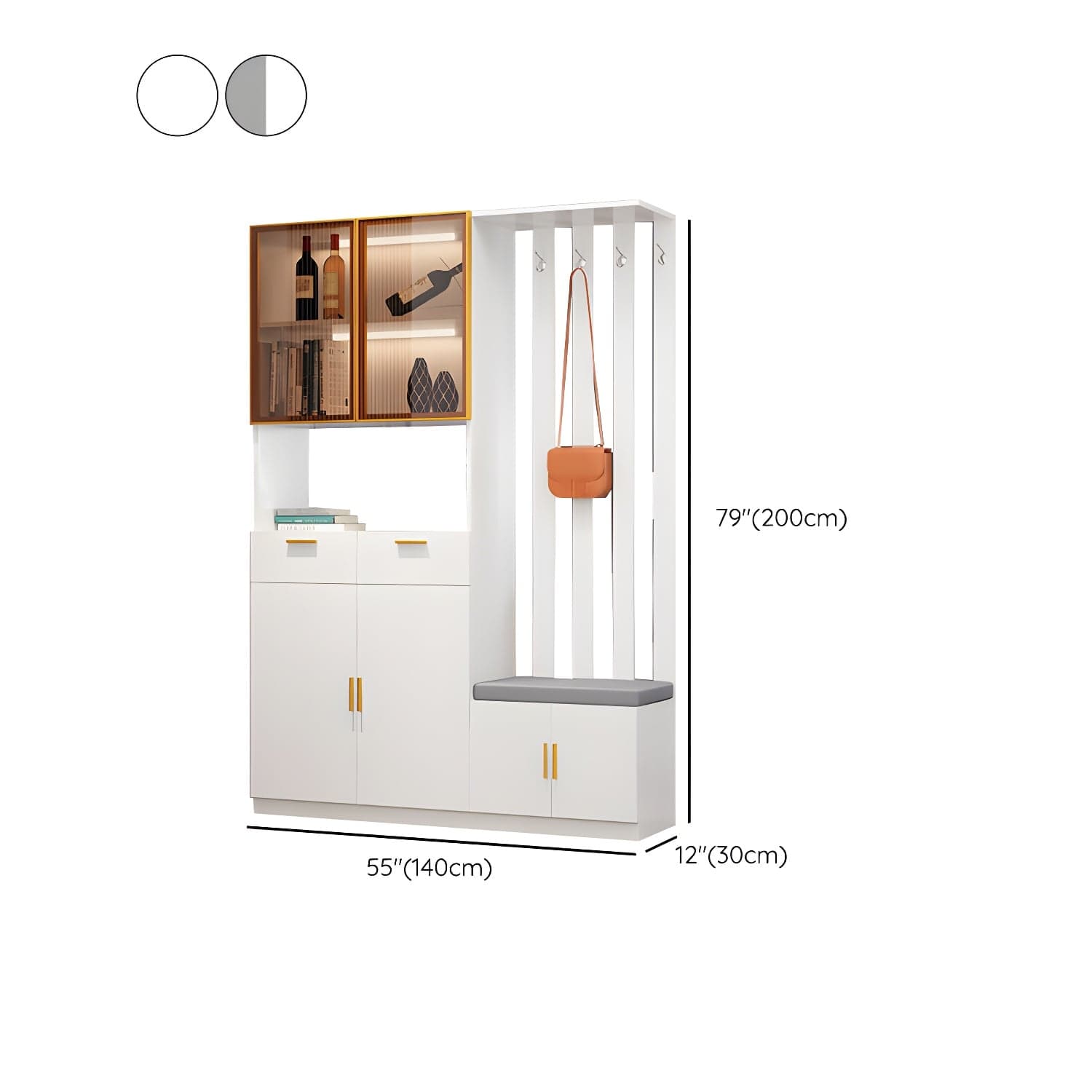 Contemporary 3-door Wooden 11.81" Wide Accent Cabinet with Drawer thumbnail 20