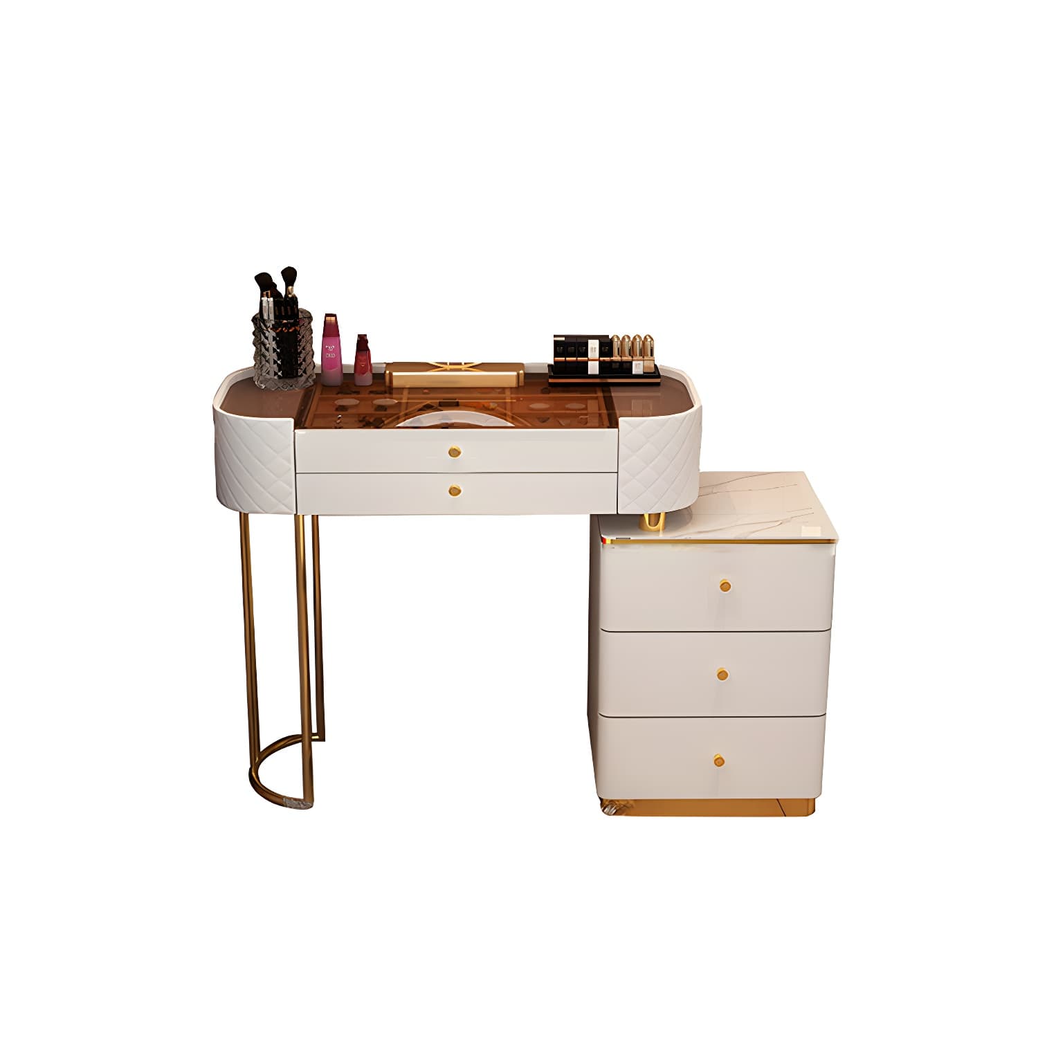 Lighted Mirror & Jewelry Makeup Vanity Metal Dressing Table Stool Set thumbnail 19