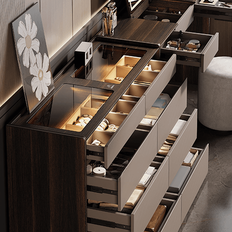 Multi-Purpose Vanity Set with 10 Drawers, Lighting, Push-Pull, 2-in-1 Functionality, Adjustable Touch and Brightness thumbnail 3