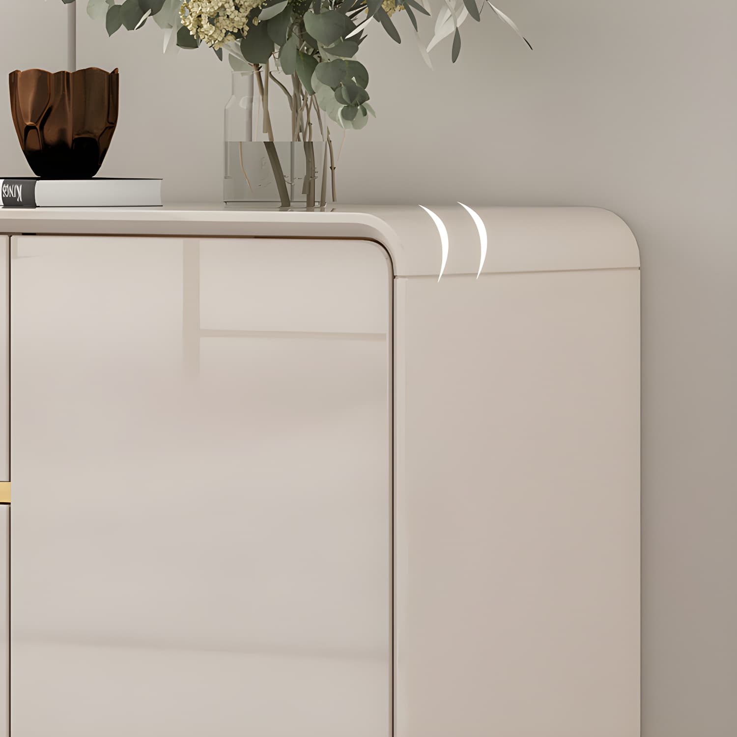 White Glam Sideboard Credenza with Adjustable Shelving and 3 Drawers thumbnail 7