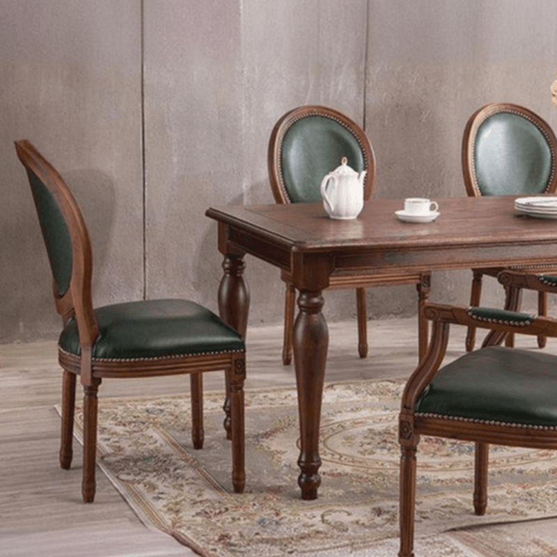 Traditional Antiqued Wood Sturdy Nailhead Trim King Louis Arm Chair/Armless Chair with Outlined and Foot Pads thumbnail 6