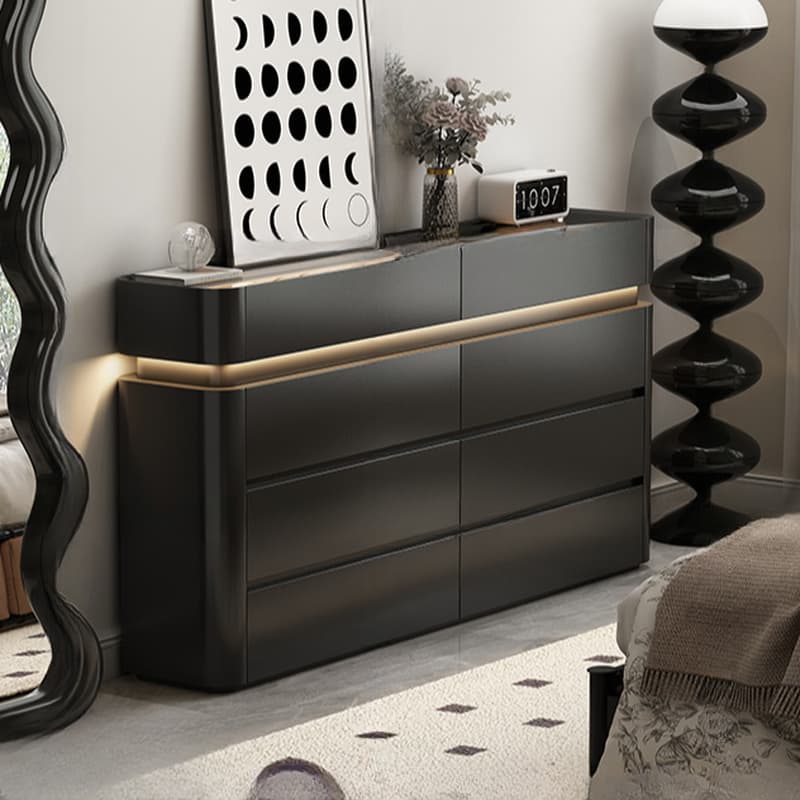 Minimalist Horizontal Console Dresser Illumination Light Timber 8 Drawers thumbnail 4