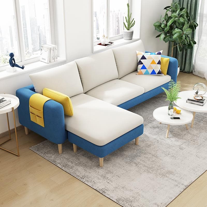 Simple L-Shape Reversible Sponge Cushioned Sofa Recliner 3 Person with Pillow Back & Square Arm thumbnail 1