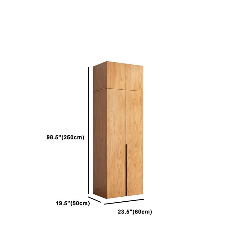 Natural Wood Freestanding Wardrobe Closet with Natural Doors thumbnail 31