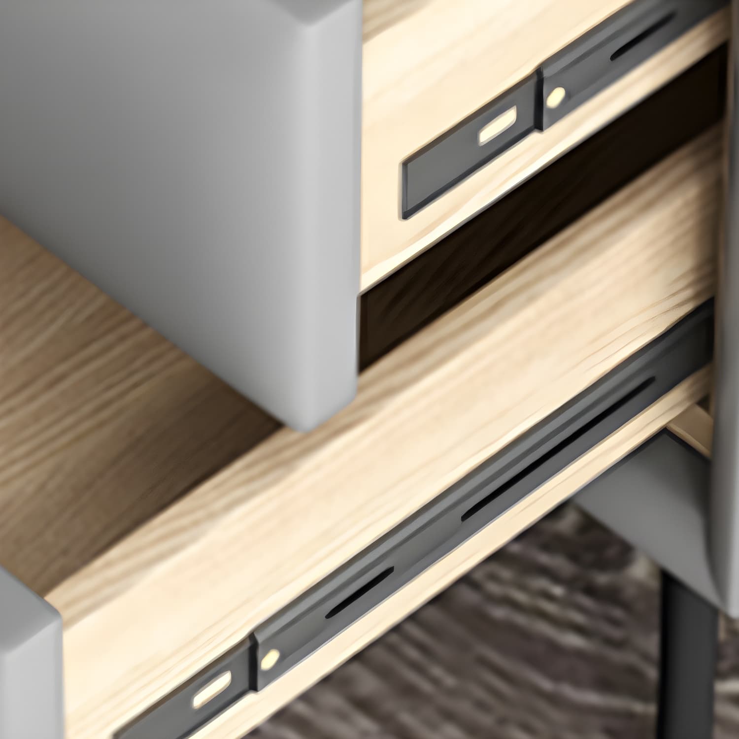Solid Wood Bedside Table, Modern 2 - Drawer Stone Top Nightstand thumbnail 19