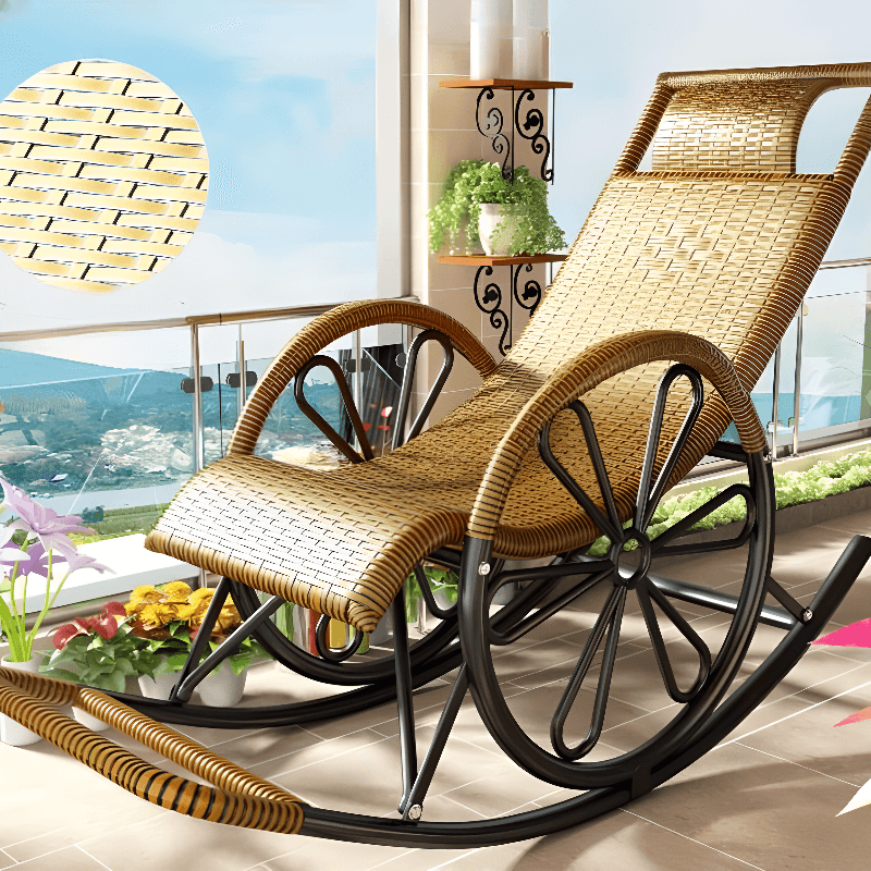 Simple Scratch-tolerant Cane Porch Rocker with Round Arm thumbnail 5