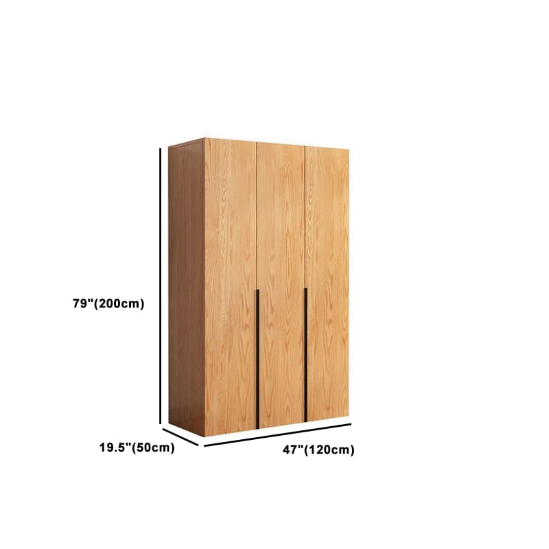 Natural Wood Freestanding Wardrobe Closet with Natural Doors thumbnail 11