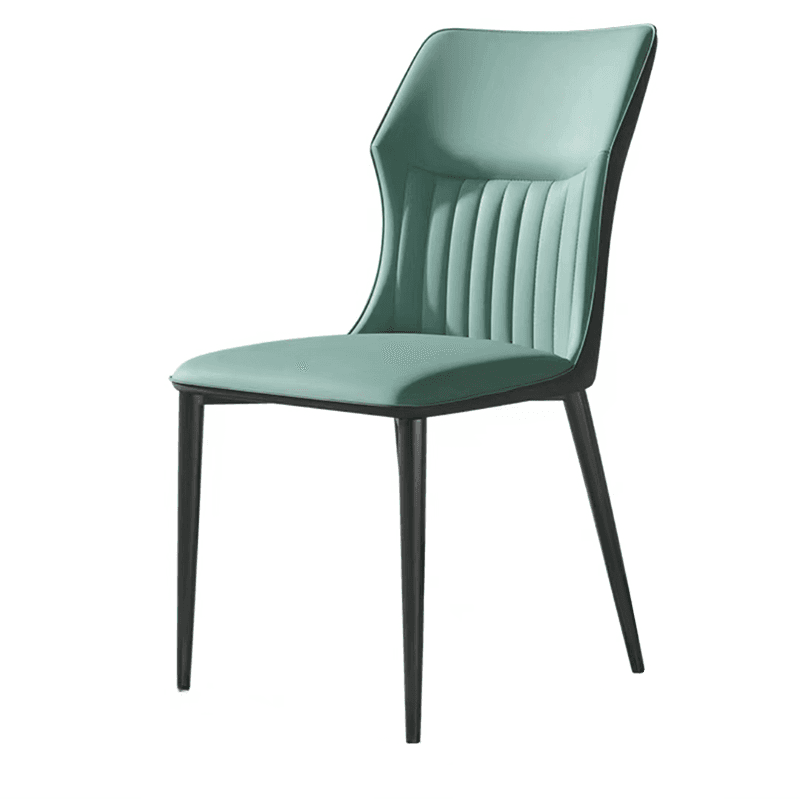 Minimalist Side Chair with Closed Back, Padded Upholstery, and Ink Metal Legs thumbnail 2
