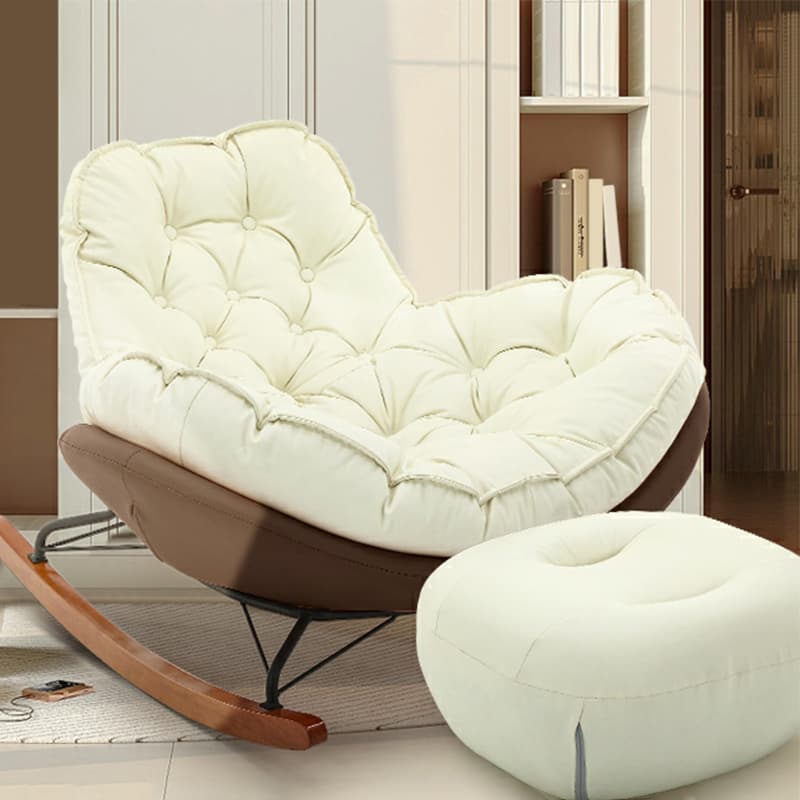 Modern Upholstered Rocking Chair - Stylish Indoor Seating with Natural Wood Legs and Tufted Design - image 20