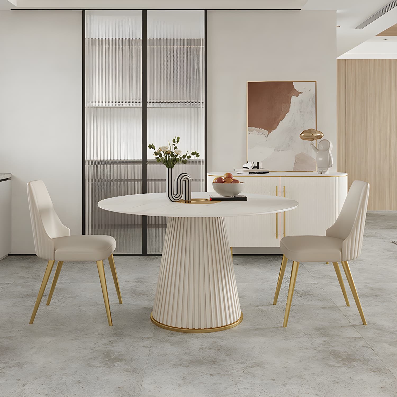 Modern Pedestal Table Steel Base Round Dining Table for Home Kitchen thumbnail 6