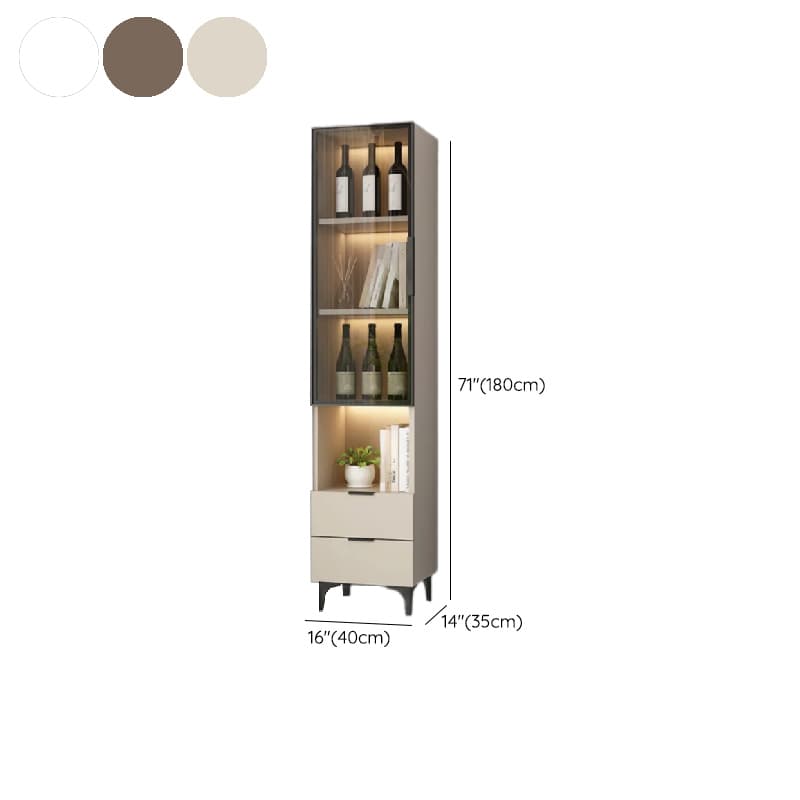 Rectangle Utility Cabinet with Locker, Glass Door, Pull Bars, White/Espresso/Off White Top, Soft Close Drawer, and Light thumbnail 14