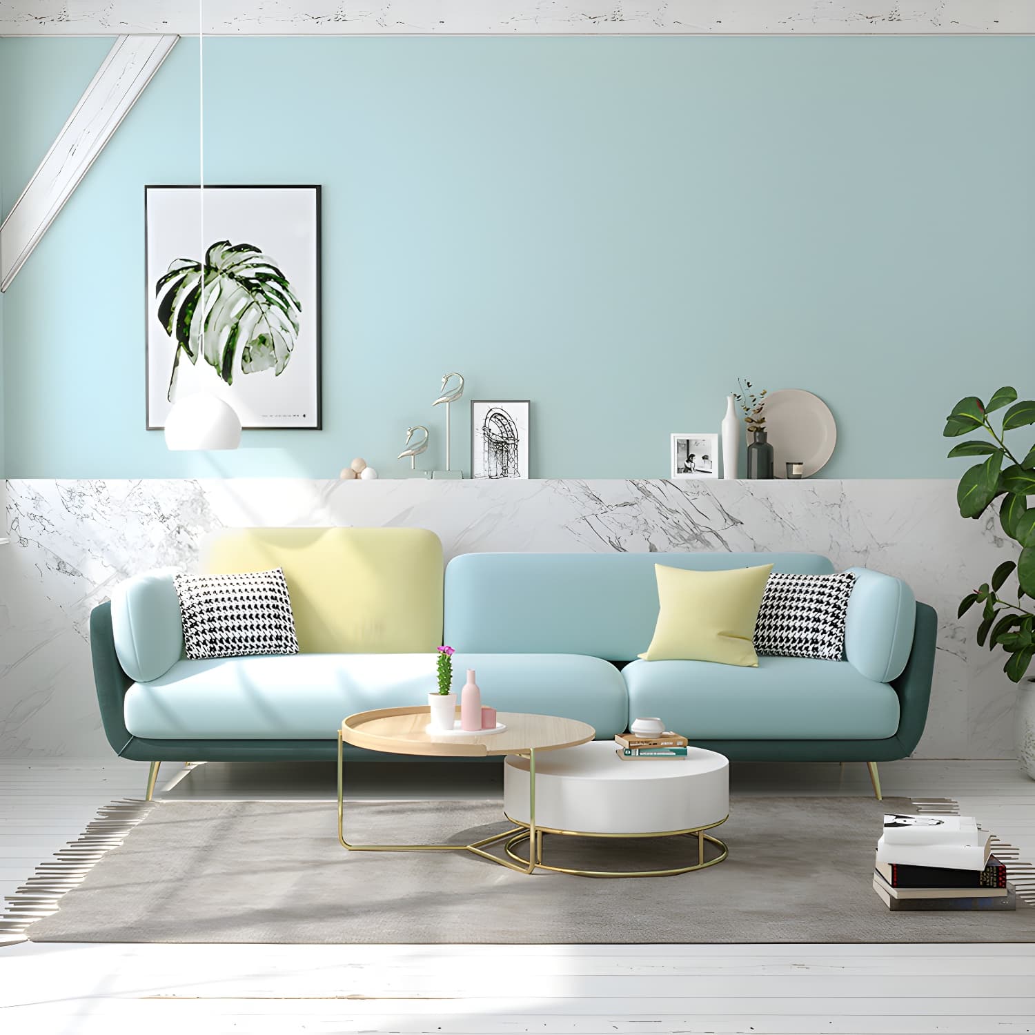 36" High Modern Velvet Square Arm Sofa with 2 Pillows Standard Sofa for Living Room thumbnail 6