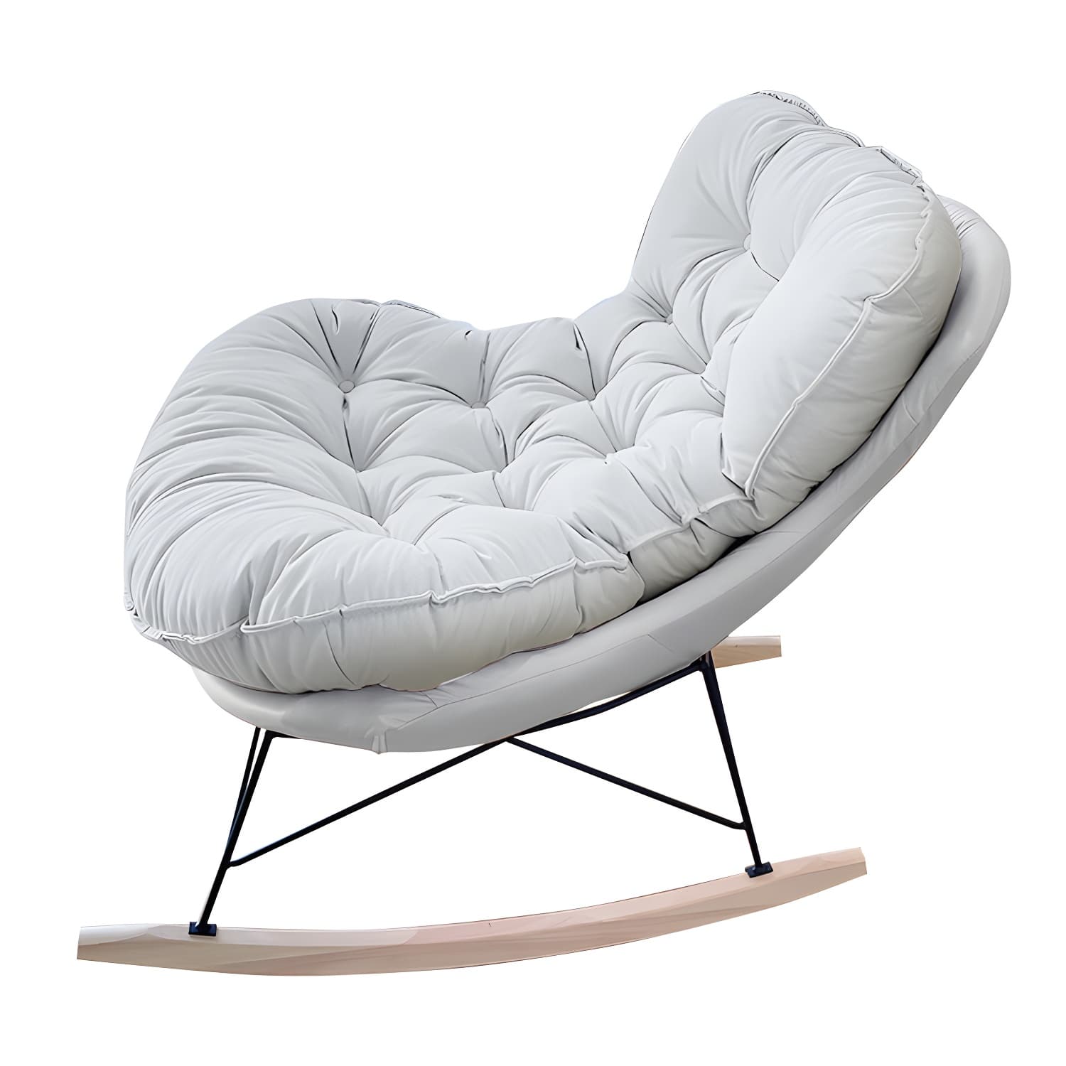 Modern Tufted Upholstered Rocking Chair with Natural Wood Legs thumbnail 15