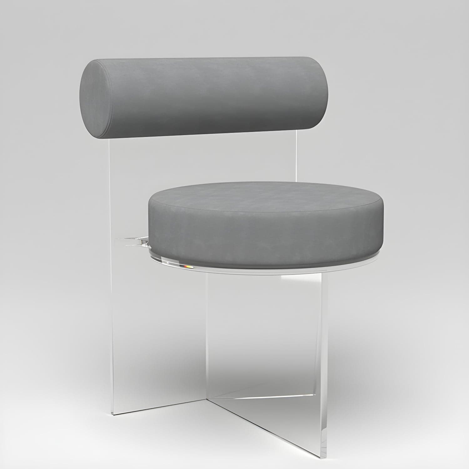 Modern Clear Leg Side Chair with Solid Back and Low Back Heights for Kitchen & Dining thumbnail 2