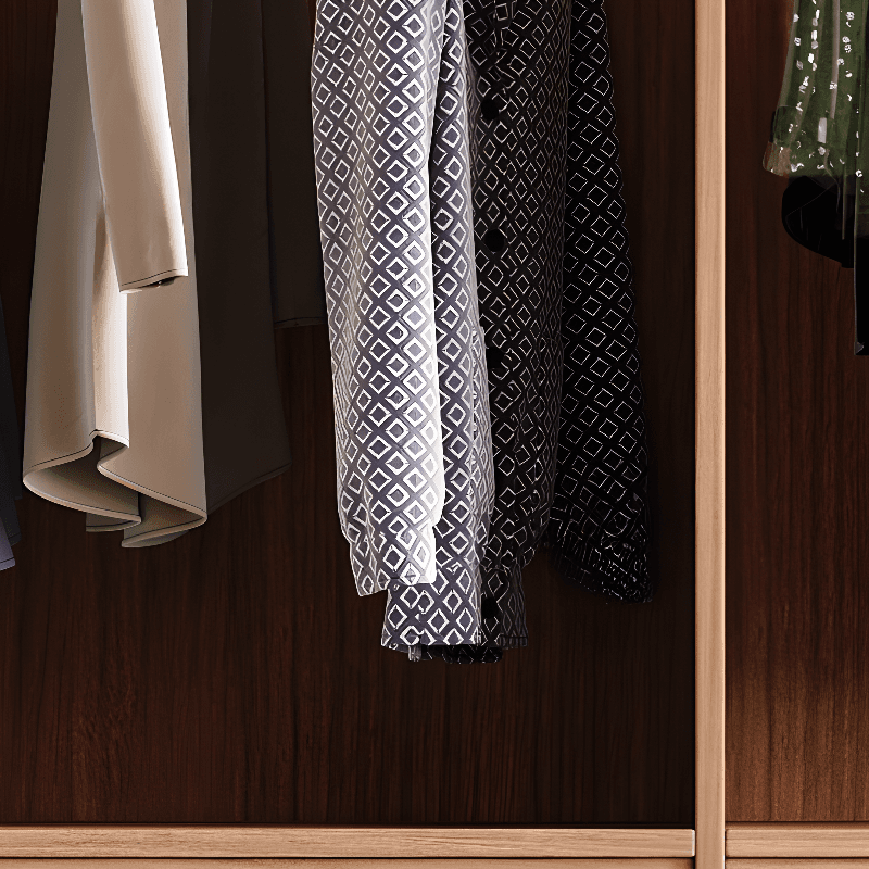 White Minimalist Manufactured Wood Wardrobe Closet with 3-Drawer, Soft Close Door, Interior Shelves, and Clothing Rod thumbnail 2