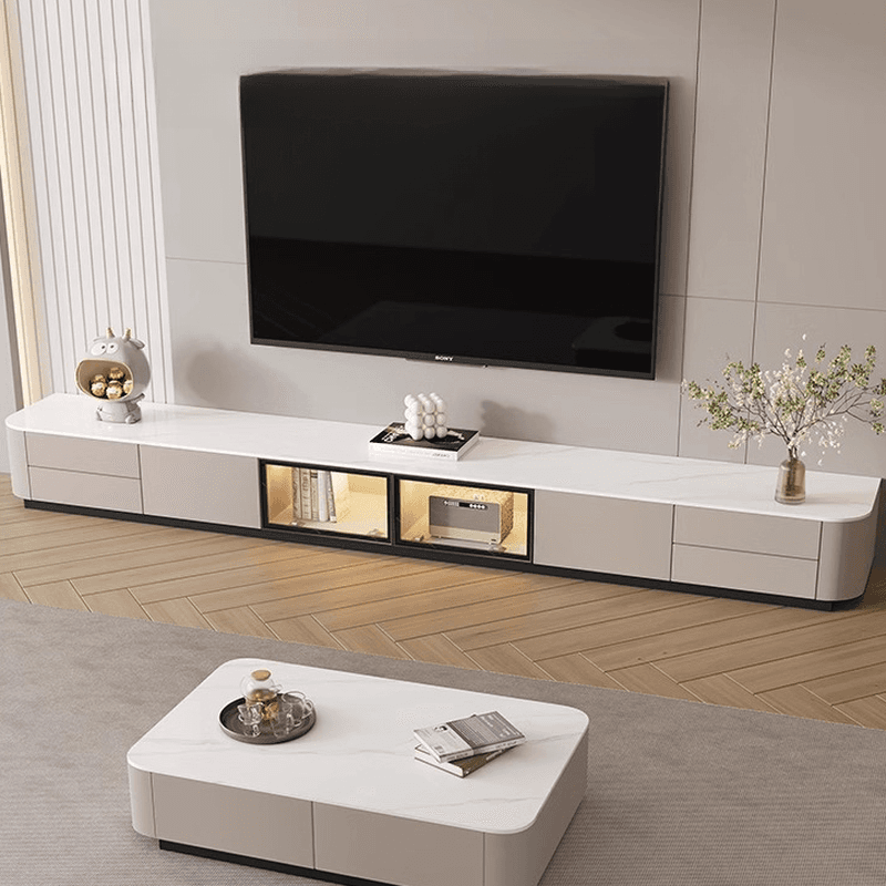 Rectangle Parlor TV Stand with Light and Gate Door thumbnail 2