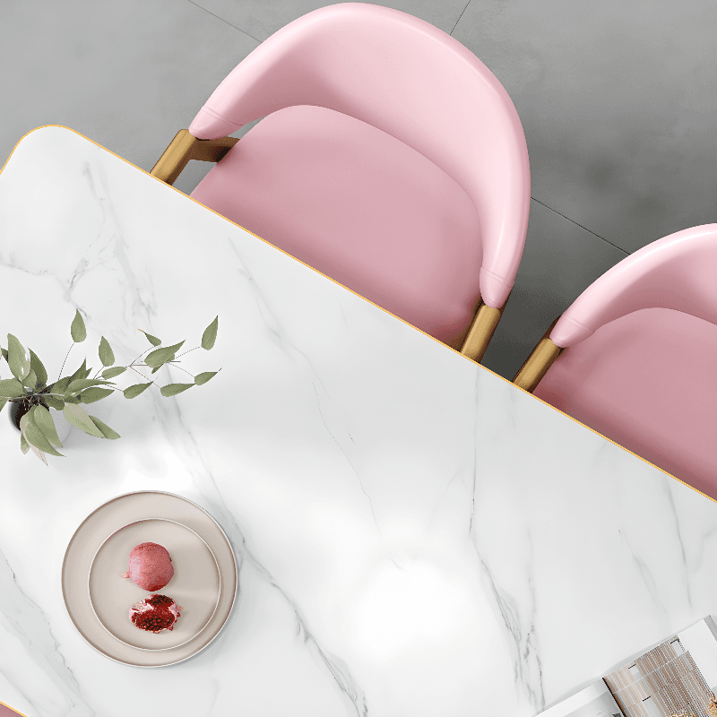 Glamorous Stone Top Sleigh Base Dining Table Set thumbnail 22