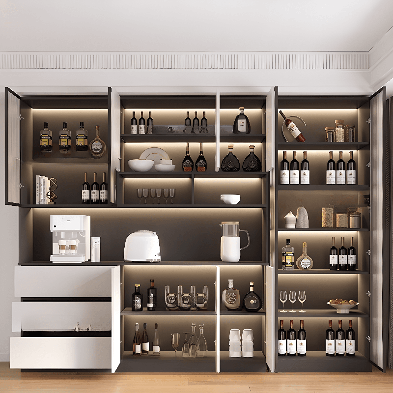 Trendy Sideboard with 3 Drawers, Cupboard, Wide/Standard/Narrow Sizes, 2/1 Shelves, Cabinets, and Glass-panel Door thumbnail 6