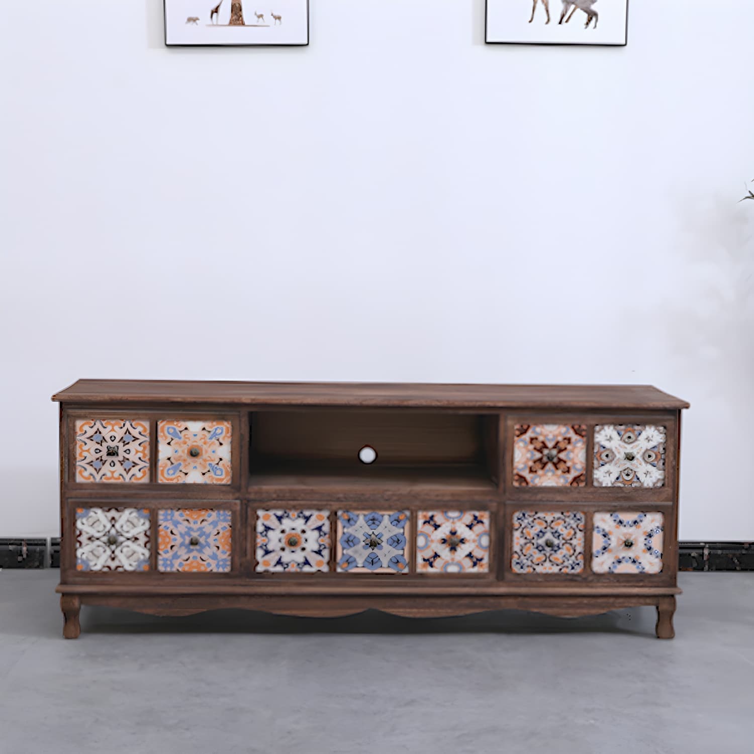Mid-century Modern 22.83"H Solid Wood TV Media Console with Drawers thumbnail 14