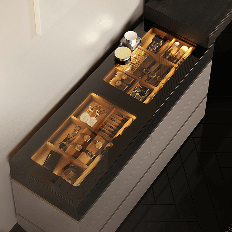 Multi-Purpose Vanity Set with 10 Drawers, Lighting, 2-in-1 Built In Makeup Vanity, Adjustable Touch and Brightness thumbnail 4