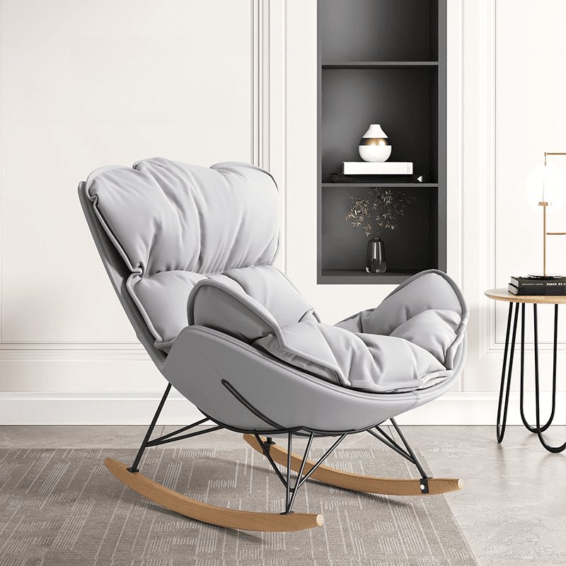 Metal Frame Damp-proof Cushioned Rocking Chair with Flared Arm in a Western Style - image 7