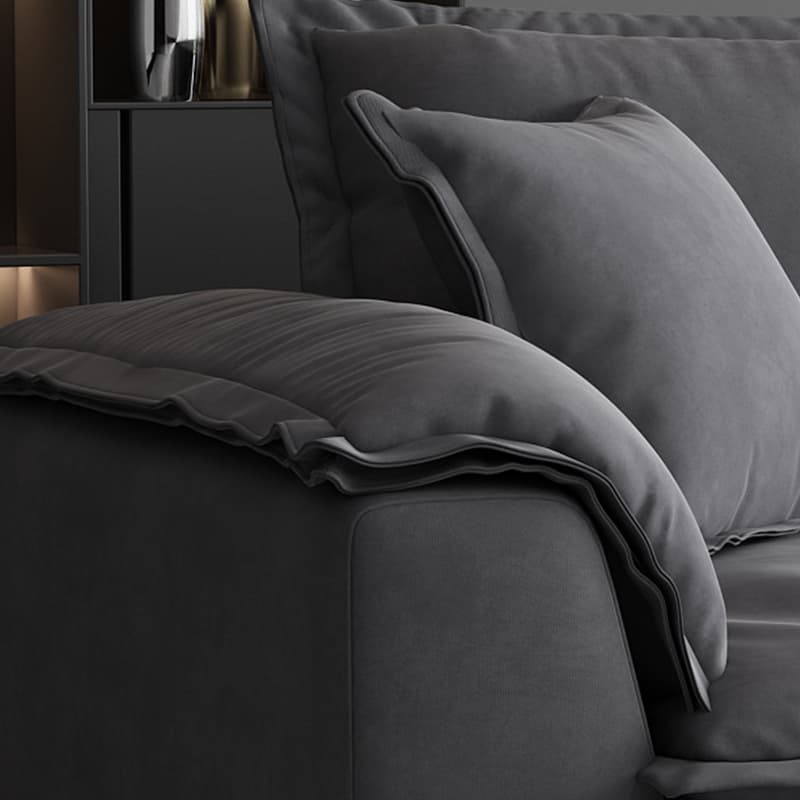 47" Deep Frosted Velvet Wood Gray Non-resistance Sectional Sofa - image 3