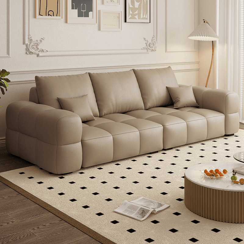 Contemporary Solid Color Tear Resistant Standard Sofa in Light Gray/Ivory/Coffee for 5/4 with 2 Pillows thumbnail 6