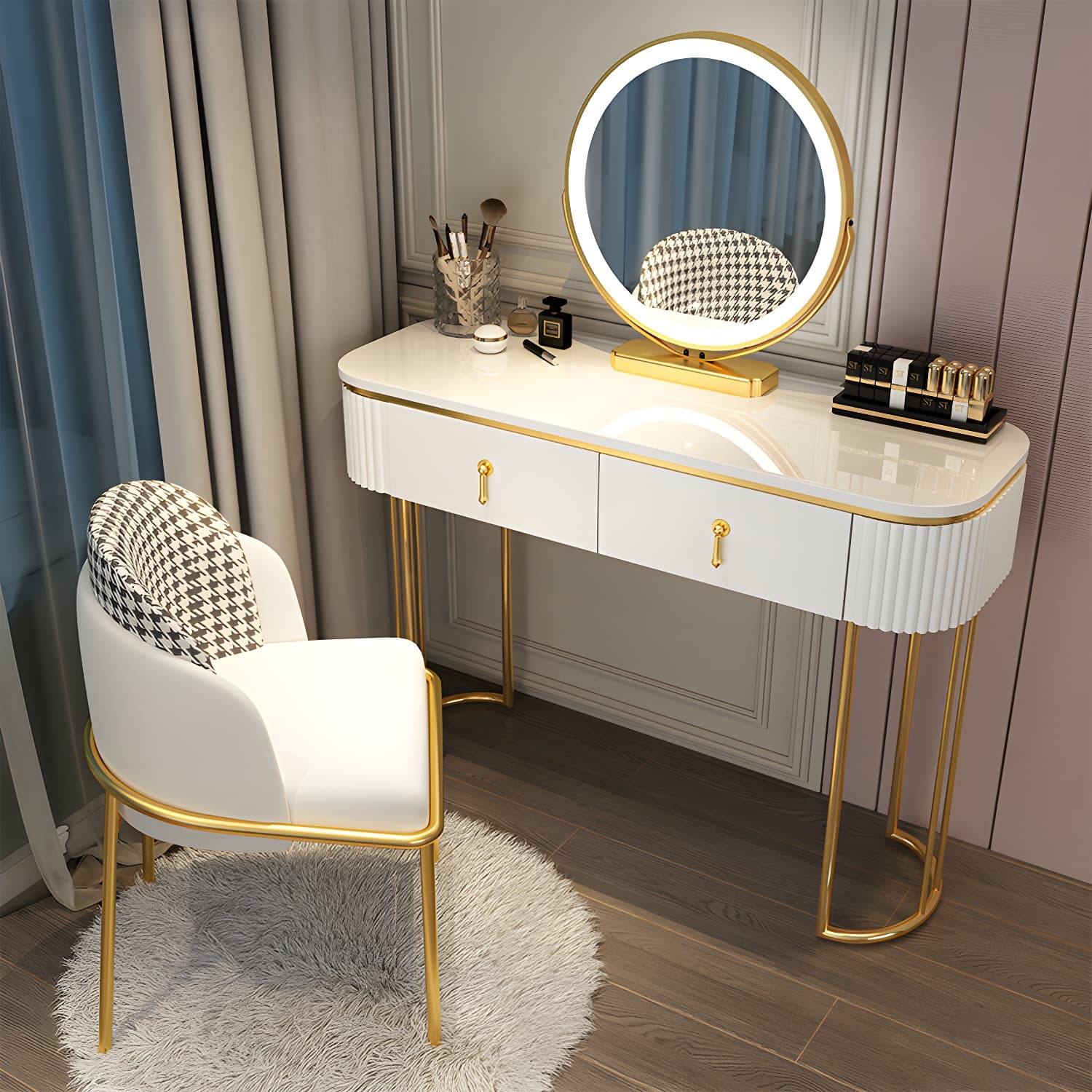 Glam Bedroom Vanity Dressing Table Wood Vanity Dressing Table Set thumbnail 3