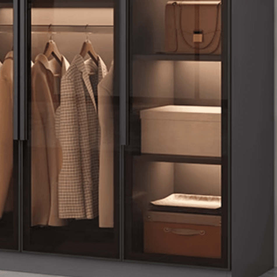 Ink-Colored Manufactured Wood Detached Wardrobe Closet with Soft Close Drawer, Door, Interior Shelves, and Clothing Rod thumbnail 9