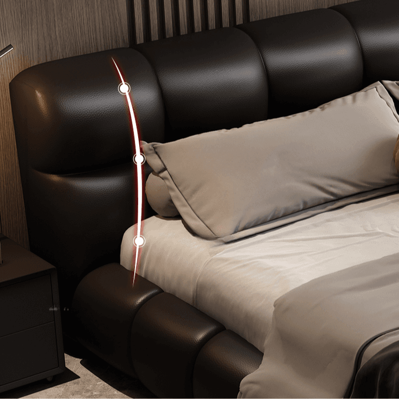 Tool-Free Assembly Padded Frame Rectangle Genuine Leather Solid Color Sponge Pallet Bed Frame for Living Room, Lift Up Storage Included/Not Included thumbnail 7