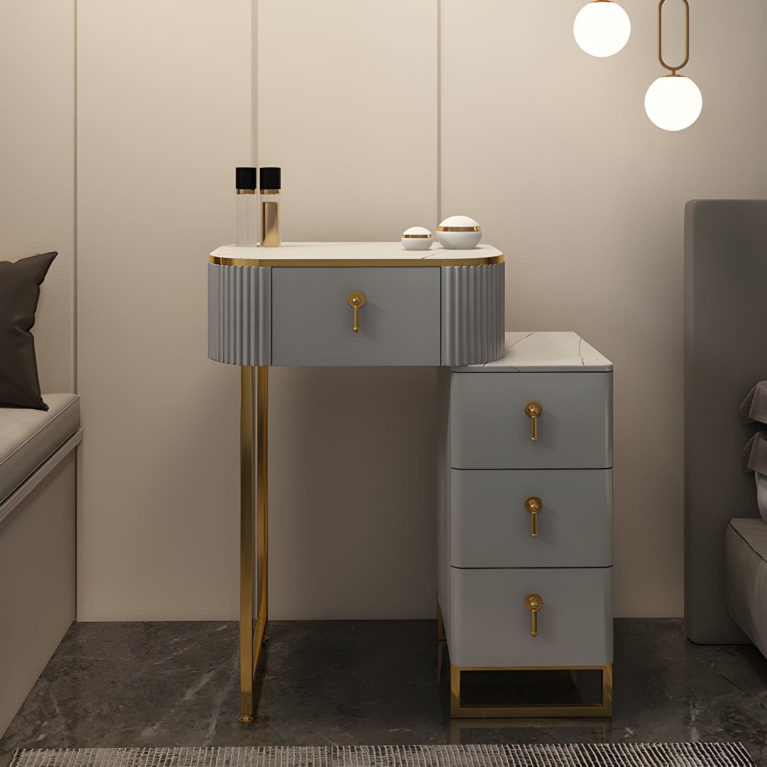Contemporary Makeup Vanity Desk Table 29.9" H Bedroom Makeup Counter thumbnail 2