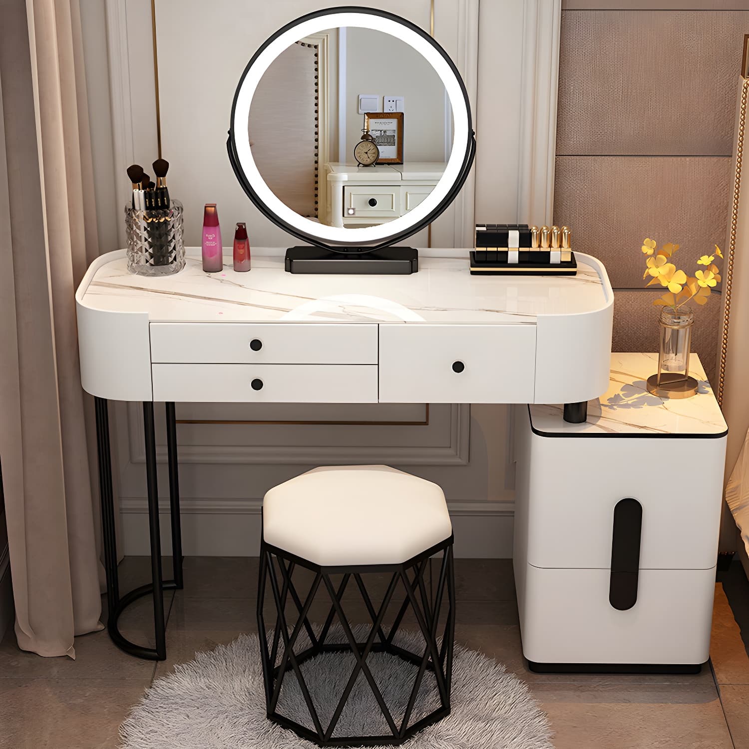 Contemporary Make-up Vanity with 4/5 Drawers,15.75 inch Wide thumbnail 11