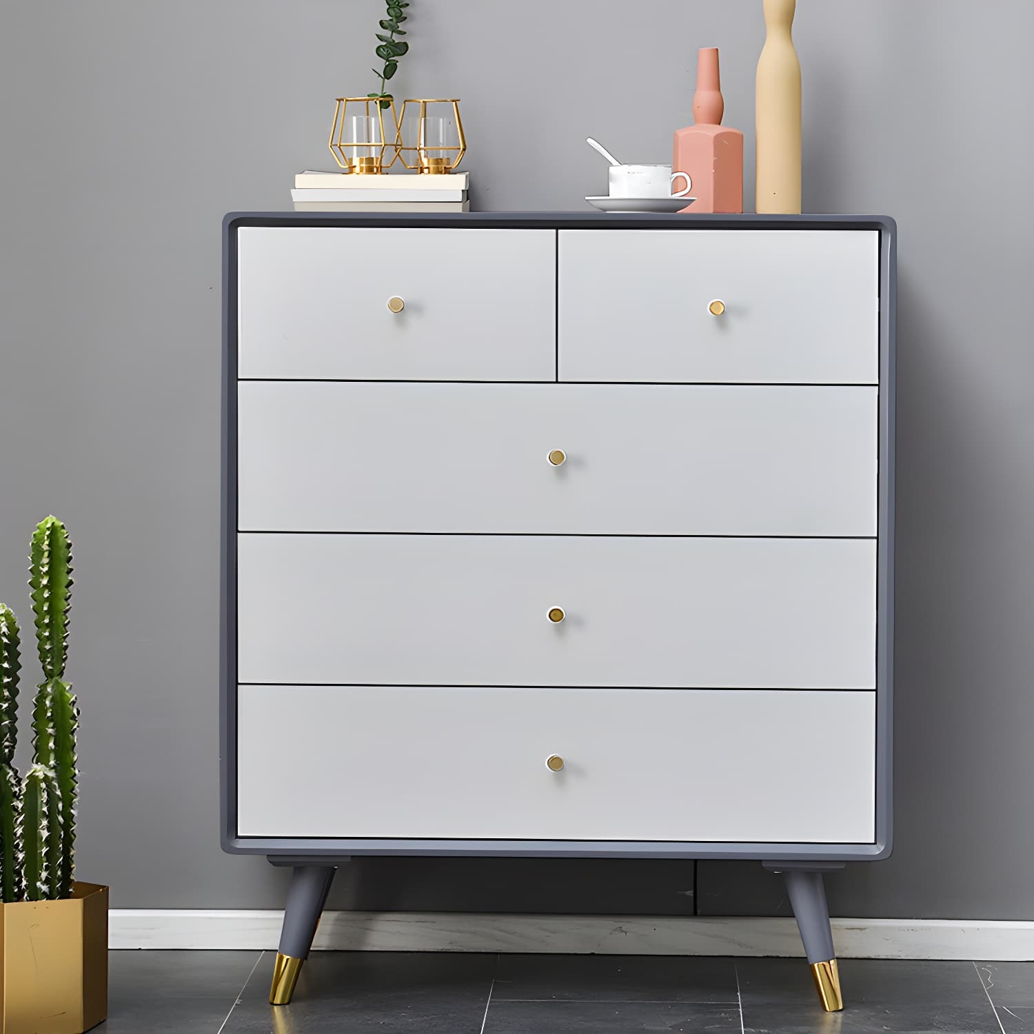 Solid Wood Accent Chest Mid Century Drawers Included Cabinet thumbnail 7