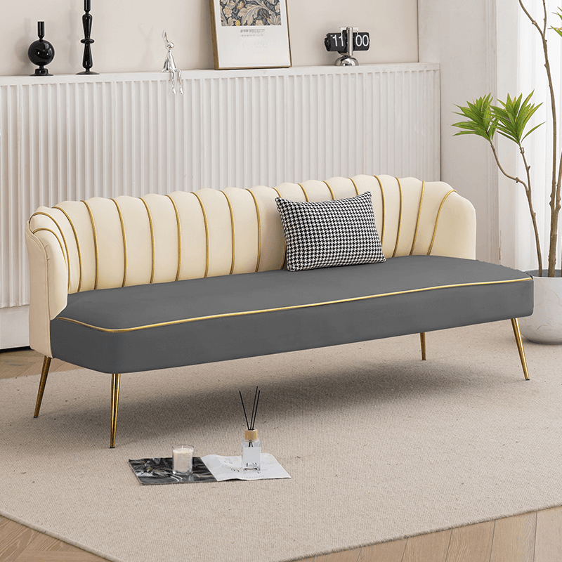 Modish Solid Color Stain Resistant Standard Sofa/Loveseat in Grey/Beige/Amber Color for 2/4-seater/3-seater with 1 Pillow thumbnail 8